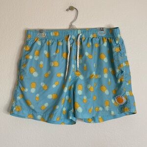 AMBSN pineapple men’s swim trunk shorts size large EUC